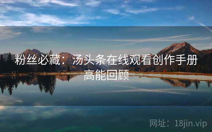 粉丝必藏：汤头条在线观看创作手册高能回顾